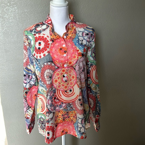 Women’s multi color printed blouse, size large - Picture 1 of 5